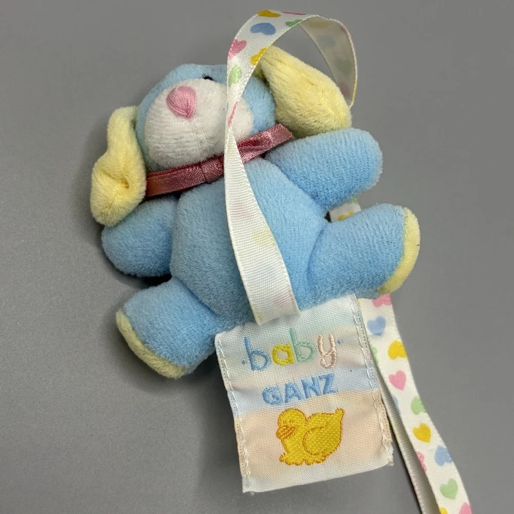 Vintage Baby Ganz Pacifier Pal Fastener Blue Yellow White Bear NEW